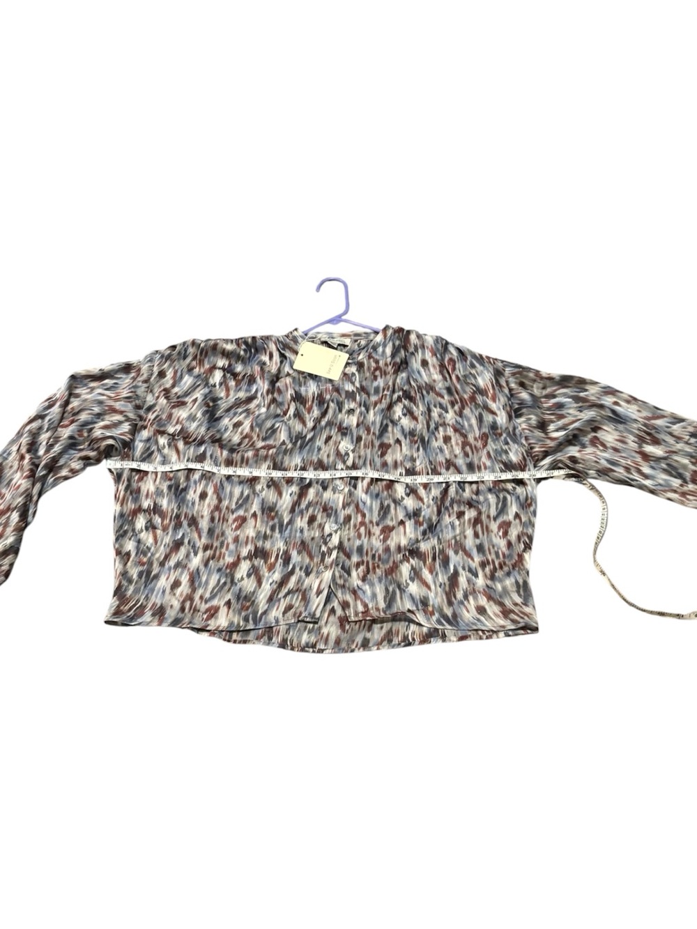 See U Soon Metallic Brushstroke Button-Down Shirt in Silver and Brown